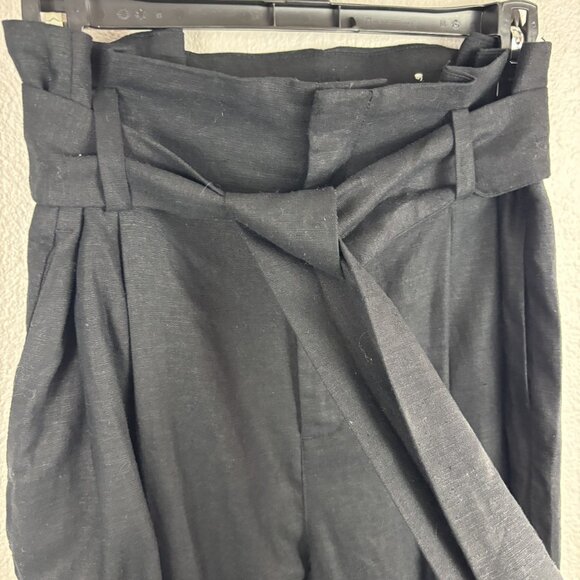 ON 34th Womens Black High Waist Pleated Ankel Wide Leg Paperbag Pants Size 12 - Picture 4 of 10
